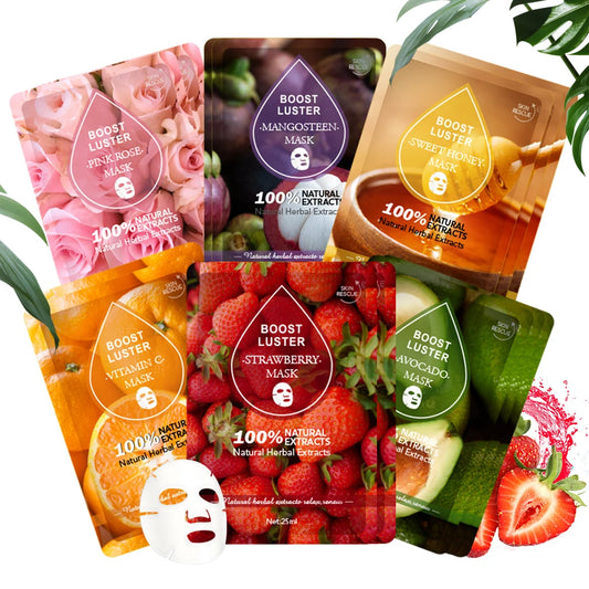 Set Mascarillas Coreanas Dulces    naranja rosa fresa aguacate miel naranja mangostan